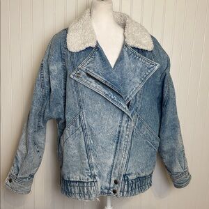 Vintage 80s Andy Johns made in  U.S.A.  denim Sherpa lined jacket
